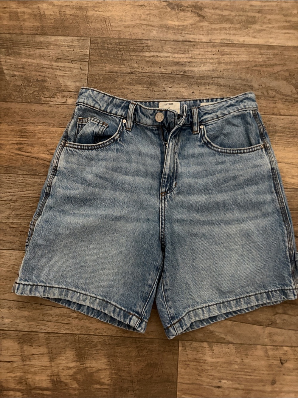 Cotton:On High-Rise Light Blue Denim Carpenter Women’s Shorts